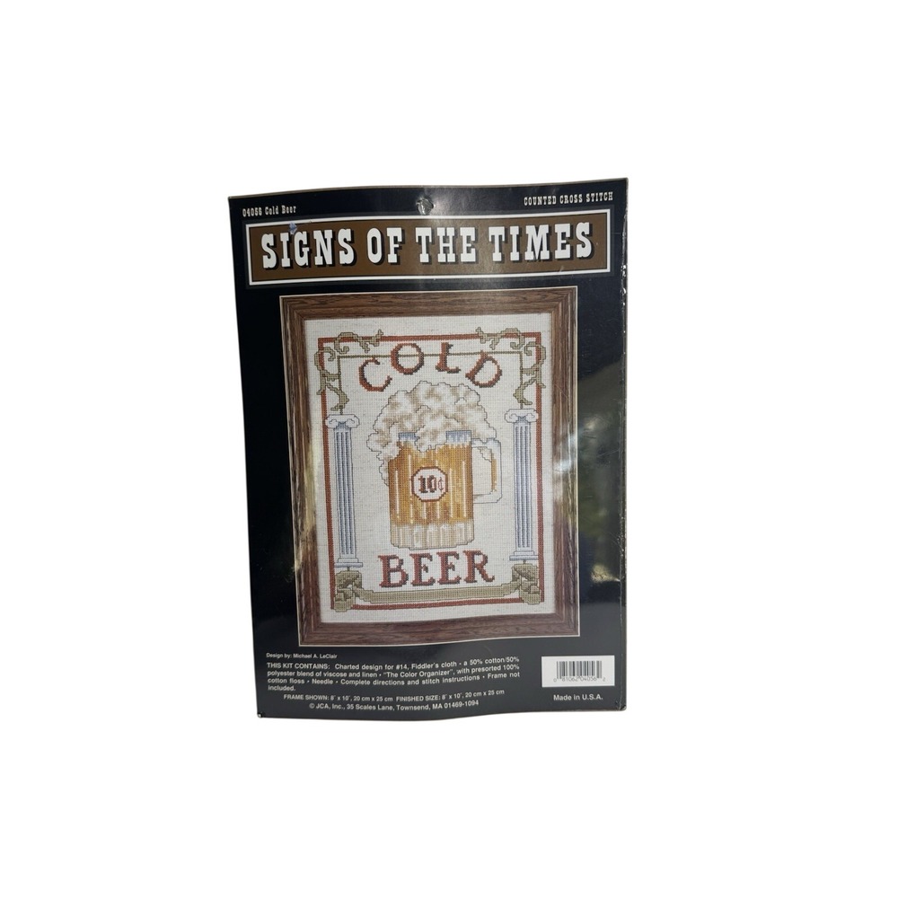 Cold Beer Counted Cross Stitch Kit Signs of the Times 10" x 8" - Picture 1 of 6